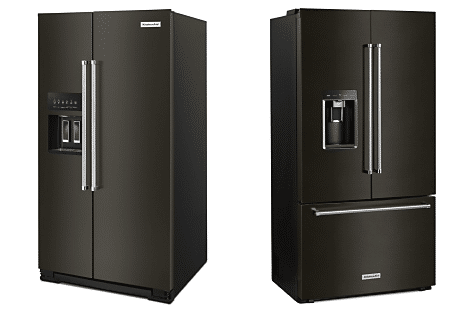 black color french door and side by side door refrigerator