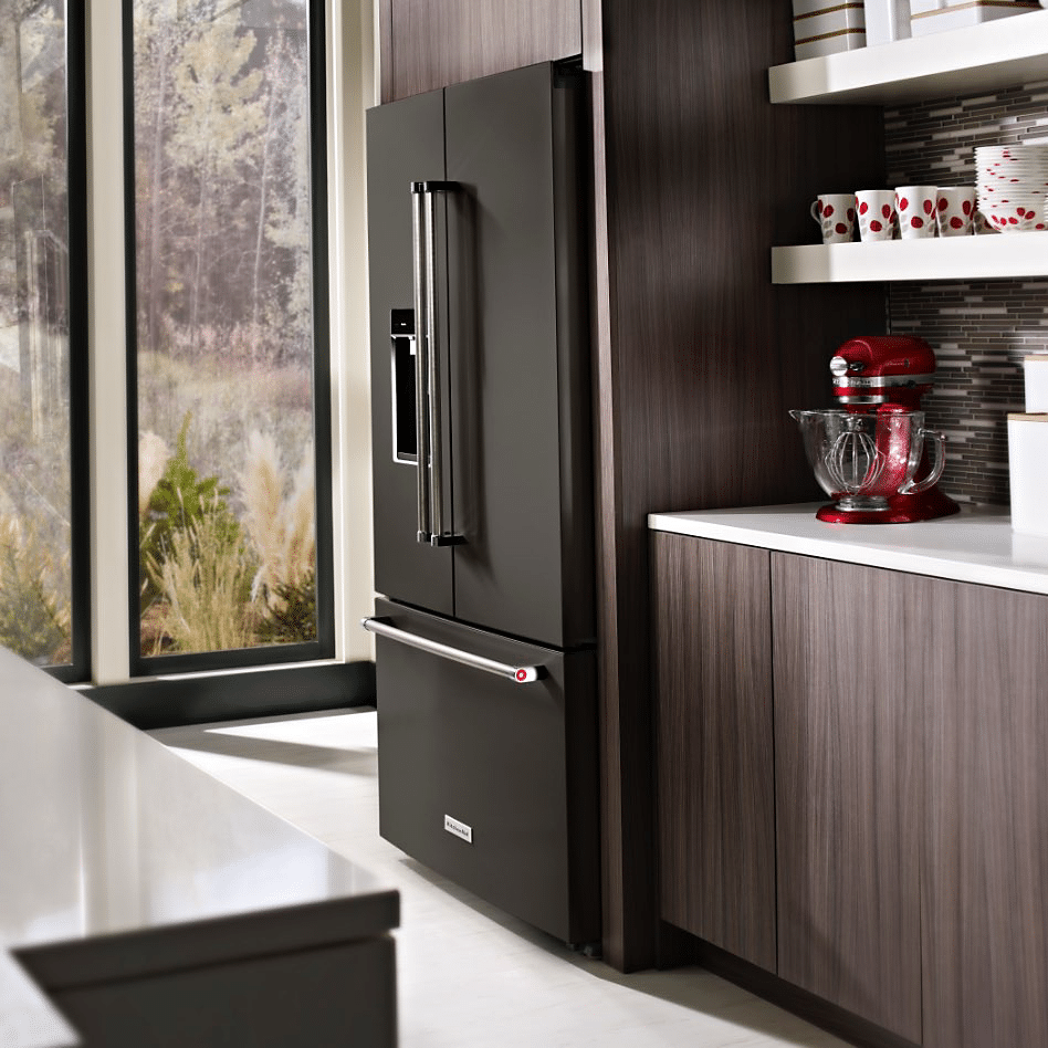 black color standard depth refrigerator