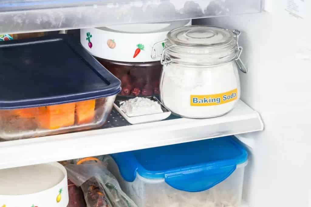 Baking Soda jar placed in Fridge along with other food containers