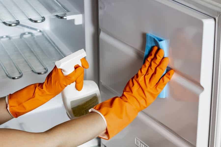 Cleaning refrigerator from inside  with household cleaning products