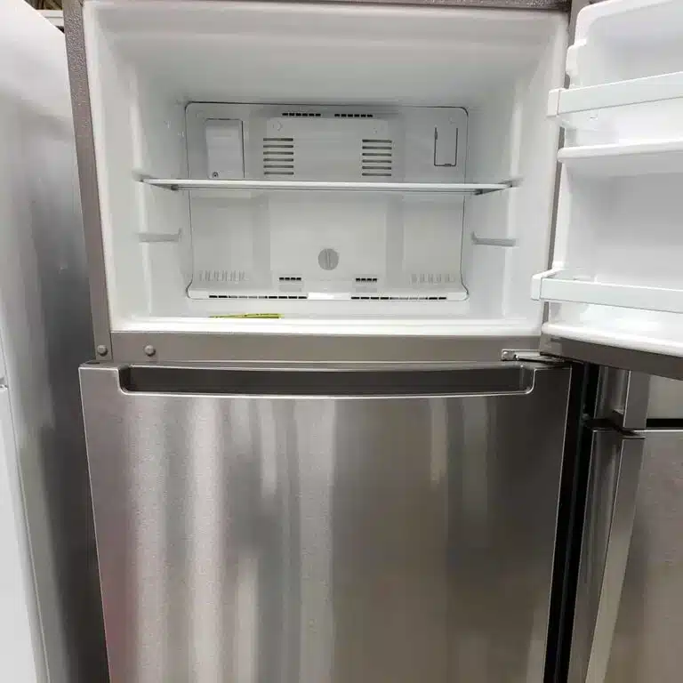 A view of a freezer door opened