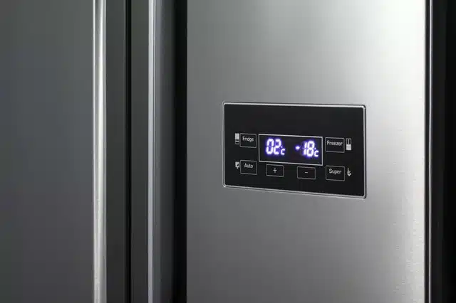 A view of temperature in celsius shown on fridge