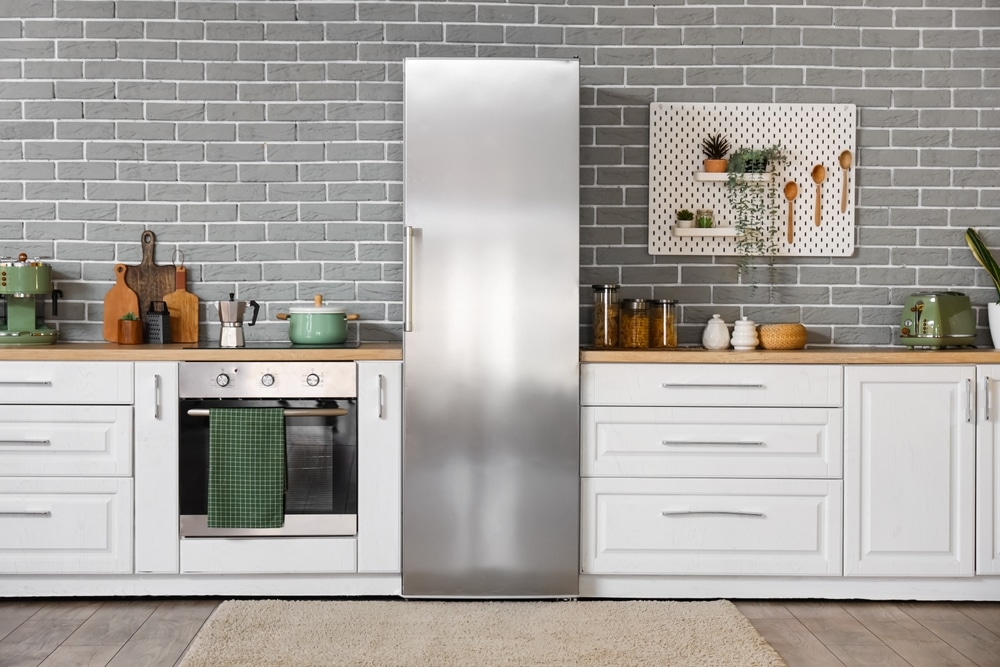 A view of a fridge inside kitchen